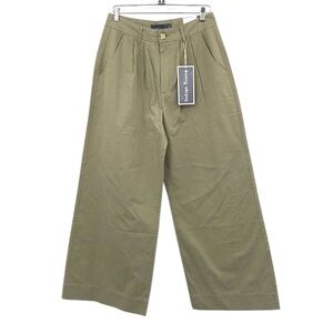 Indigo Rising Wide Leg Pants Women’s 13/31 Ultra High Rise Pleated Green/Tan‎